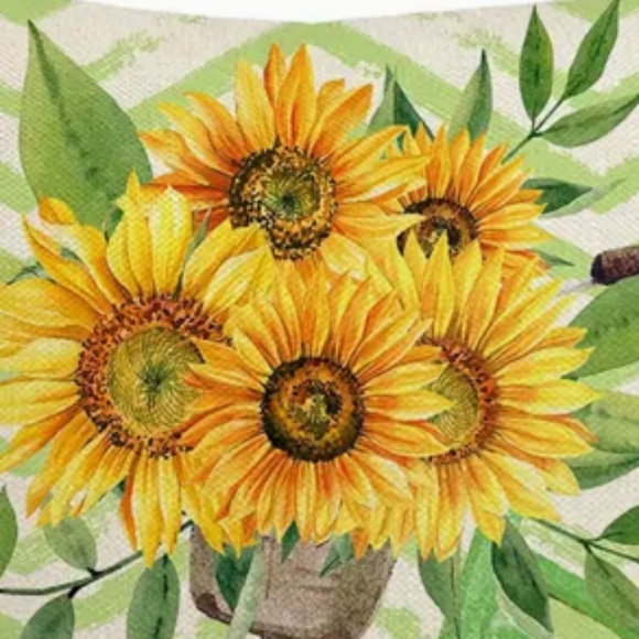 NEW SUNFLOWERS & VINTAGE BICYCLE ALL SEASONS FLORAL LINEN PILLOW COVER 17.7" - Picture 4 of 6